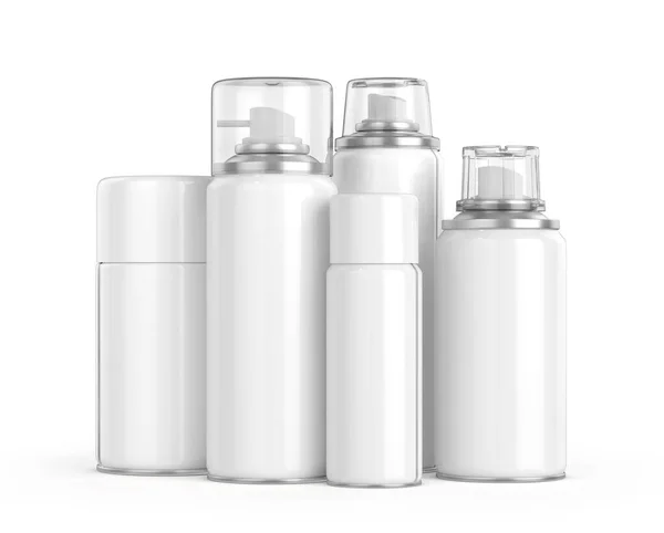 Diversi Detergenti Bianchi Bottiglie Sfondo Bianco Illustrazione — Foto Stock
