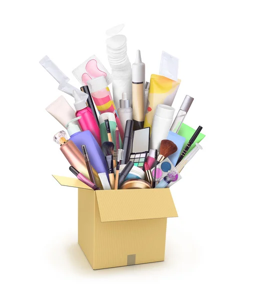 Heap Cosmetic Cardboard Box Isolated — Stock Photo, Image