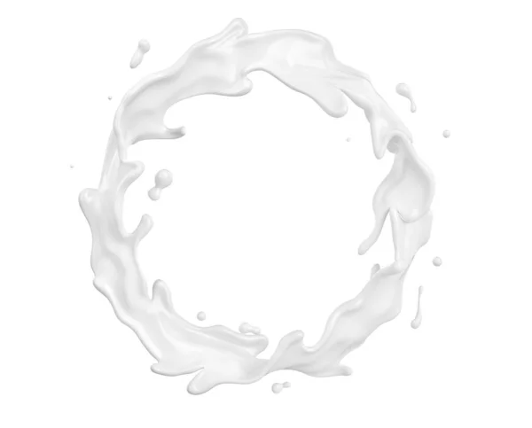 Weiße Flüssigkeit Spritzt Isoliert Auf Weißem Hintergrund Illustration — Stockfoto