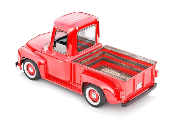 Caminhão Vermelho Velho Para Entrega Isolado Fundo Branco Ilustração — Fotografia de Stock