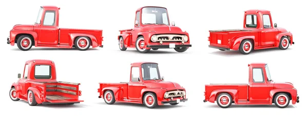 Old Red Truck Delivery Isolated White Background Illustration — Stock Photo, Image