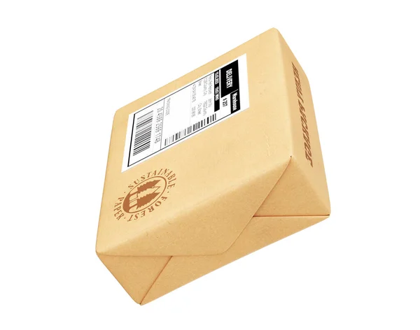 Postpakket Een Witte Achtergrond Illustratie — Stockfoto