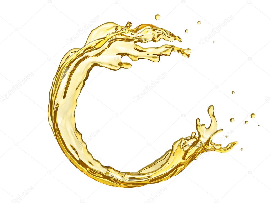 Round oil splash isolation on a white background. 3d illustration