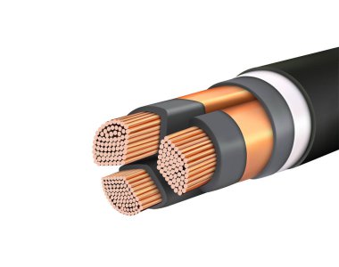 Kablo ya da kablo yapısının makro görüntüsü. Beyaz arkaplanda vektör illüstrasyonu