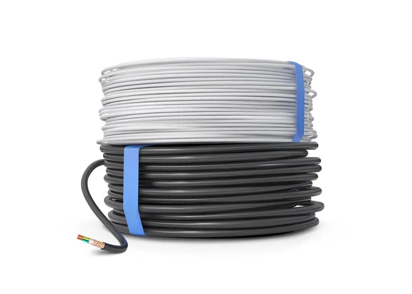 Kabelspulen Weiß Und Schwarz Auf Weißem Hintergrund Vektorillustration — Stockvektor