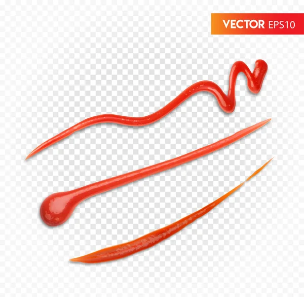 Různé Kapky Kečupu Vektorová Ilustrace Průhledném Pozadí — Stockový vektor