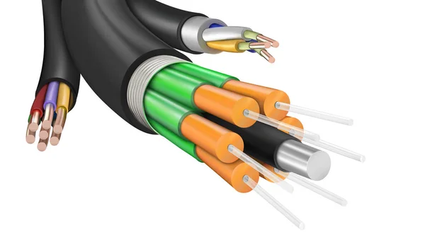 Kablolardan Kablolardan Oluşan Makro Görüntüler Beyaz Arkaplanda Vektör Illüstrasyonu — Stok Vektör