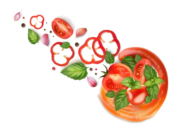 Composição Ketchup Com Legumes Ilustração Vetorial — Vetor de Stock