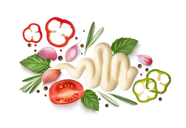 Sauce Mayonnaise Aux Légumes Illustration Vectorielle — Image vectorielle