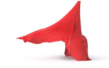 Beyaz arka planda örtülü bir araba. 3d illüstrasyon