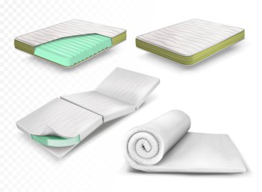 Farklı tipte yataklar ayarla. Vektör illüstrasyonu.