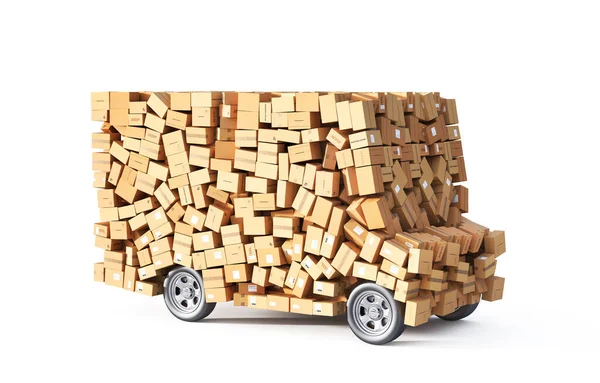 Cardboard Boxes Form Delivery Truck Illustration — Fotografia de Stock