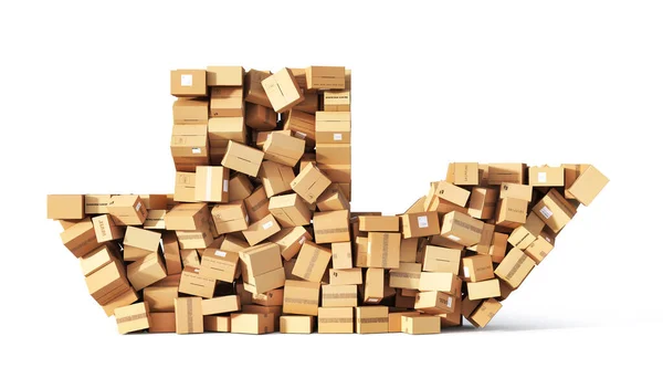 Transportation Water Cardboard Boxes Pile Form Ship Illustration — Foto Stock