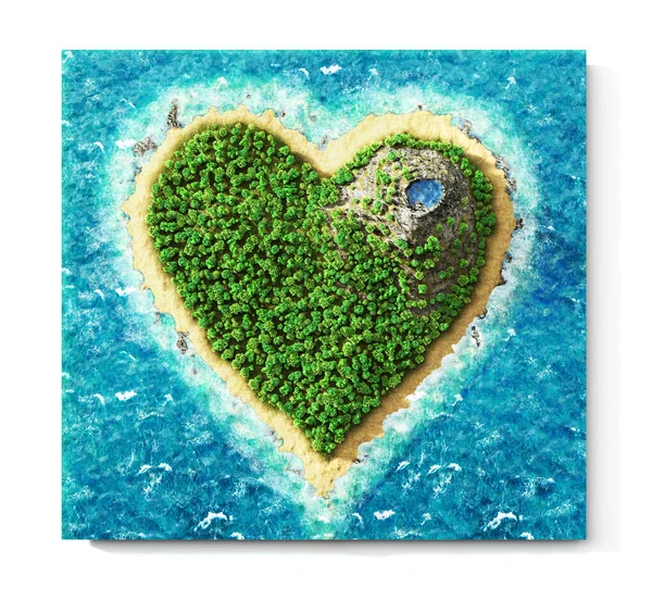 Island Form Heart White Background Illustration — Stockfoto