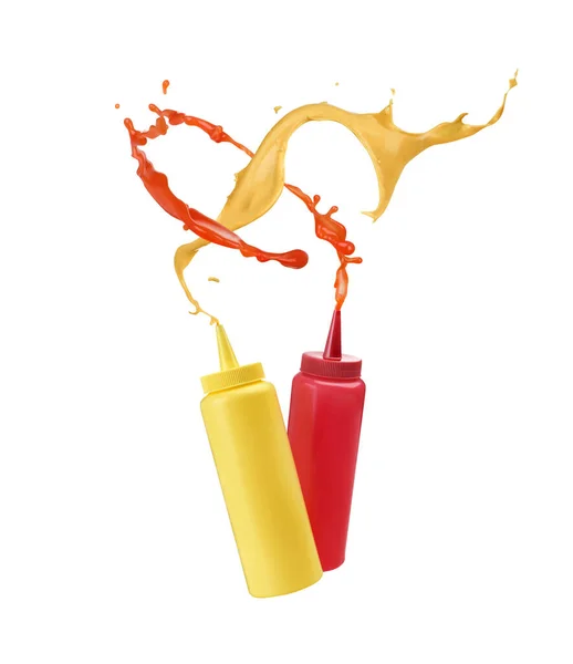 Senape Ketchup Volano Splendidamente Fuori Dalla Bottiglia — Foto Stock