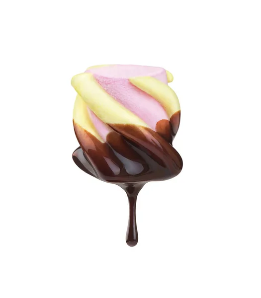 Marshmallows Schokolade Auf Weißem Hintergrund — Stockfoto