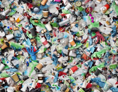 Eko konsepti. Çöp dokusu, üst görünüm