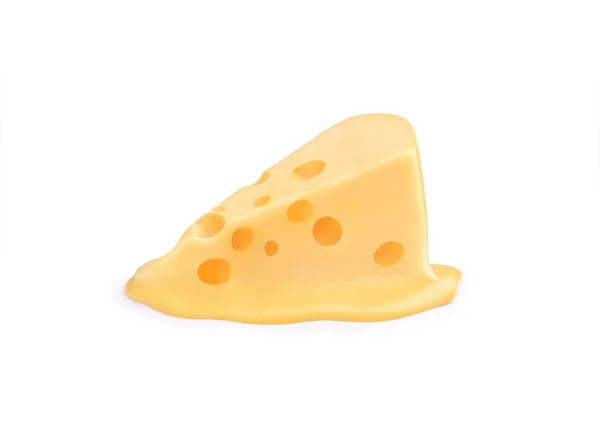 Ein Stück Geschmolzener Käse Auf Weißem Hintergrund — Stockfoto