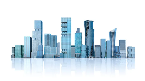 Modern City Skyline Skyskrapor Isolerad Vid Vit Bakgrund Illustration — Stockfoto