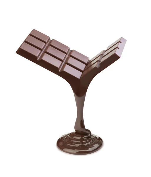 Druipend Van Chocolade Witte Achtergrond — Stockfoto