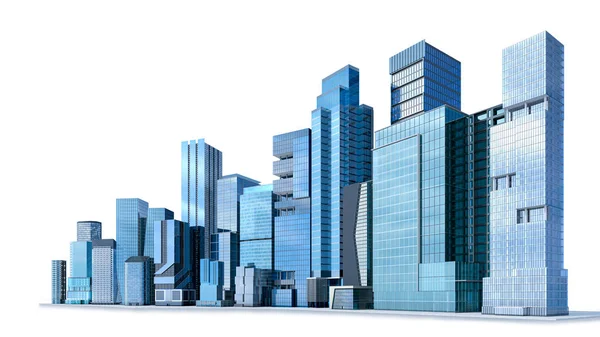 Şehir manzarası, beyaz arka planda modern bina. 3d illüstrasyon