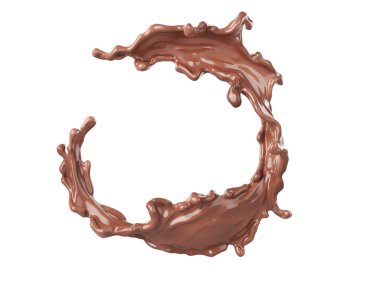 Beyaz arka planda izole edilmiş çikolata lekesi. 3d illüstrasyon