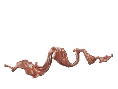 Beyaz arka planda izole edilmiş çikolata lekesi. 3d illüstrasyon