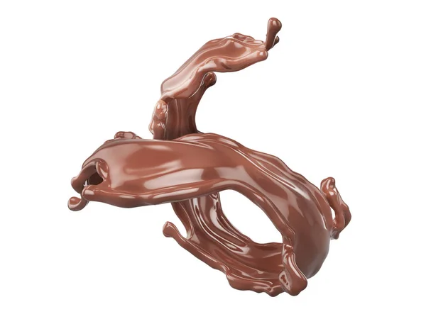 Csokoládé Fröccsenés Elszigetelt Fehér Háttérrel Illusztráció — Stock Fotó