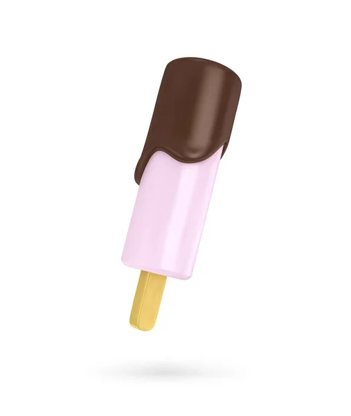 Παγωτό Σοκολατένιο Γάνωμα Ξυλάκι Εικονογράφηση Διανύσματος — Διανυσματικό Αρχείο