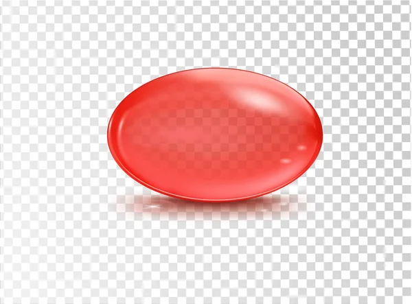 Röd Genomskinlig Kapsel Eller Bubbla Transparent Bakgrund Vektorillustration — Stock vektor