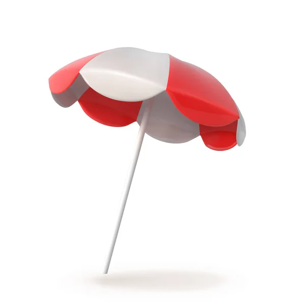 白い背景に赤と白のビーチの傘 ベクターイラスト — ストックベクタ