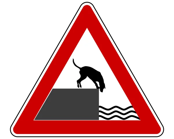 Road ending warning sign for dogs — Stock Photo, Image