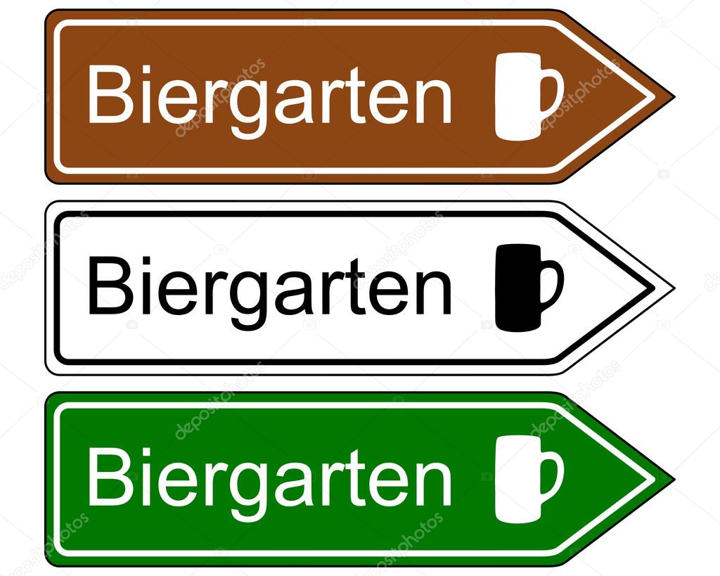 Direction sign beer garden