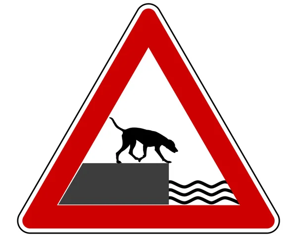 Road ending warning sign for dogs — Stock Photo, Image