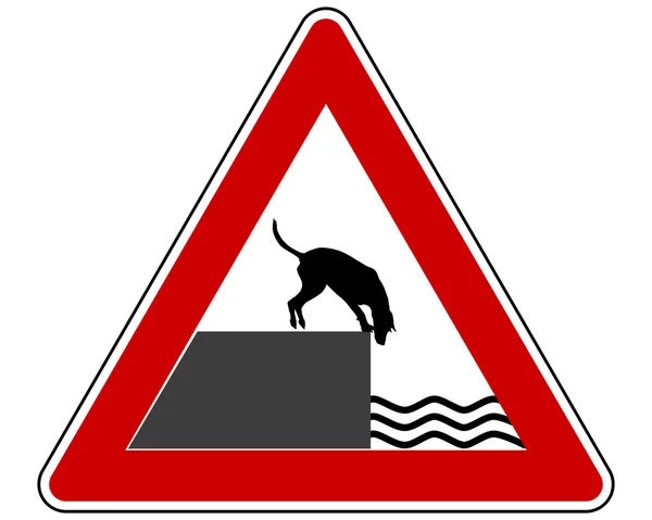 Road ending warning sign for dogs — Stock Vector