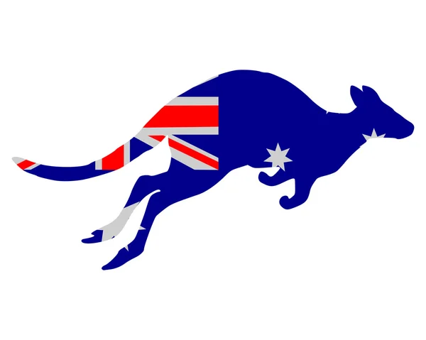 Bandera de Australia con canguro — Vector de stock