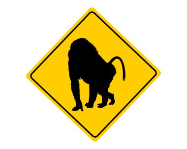 Baboon warning sign clipart