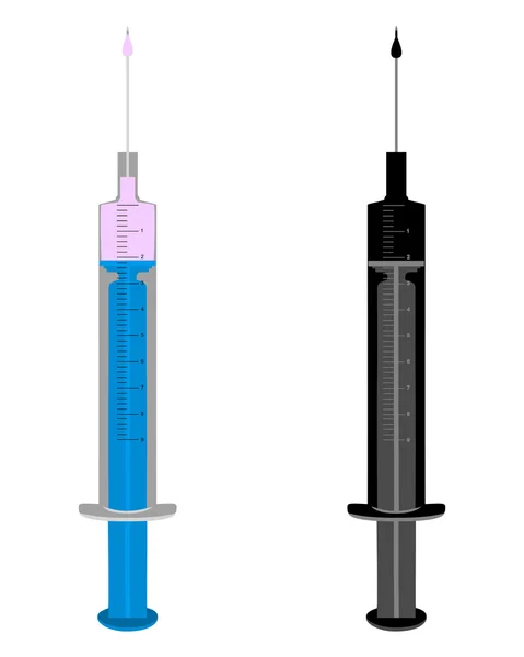 Illustration zweier gefüllter Injektionen auf weißem Hintergrund — Stockvektor