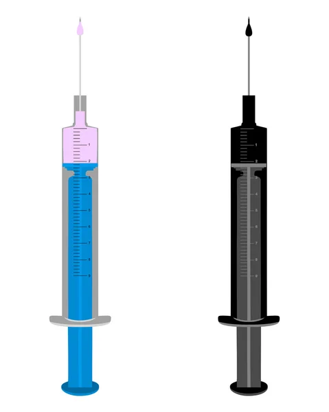 Illustration of two filled  injections on white background — Stock Vector