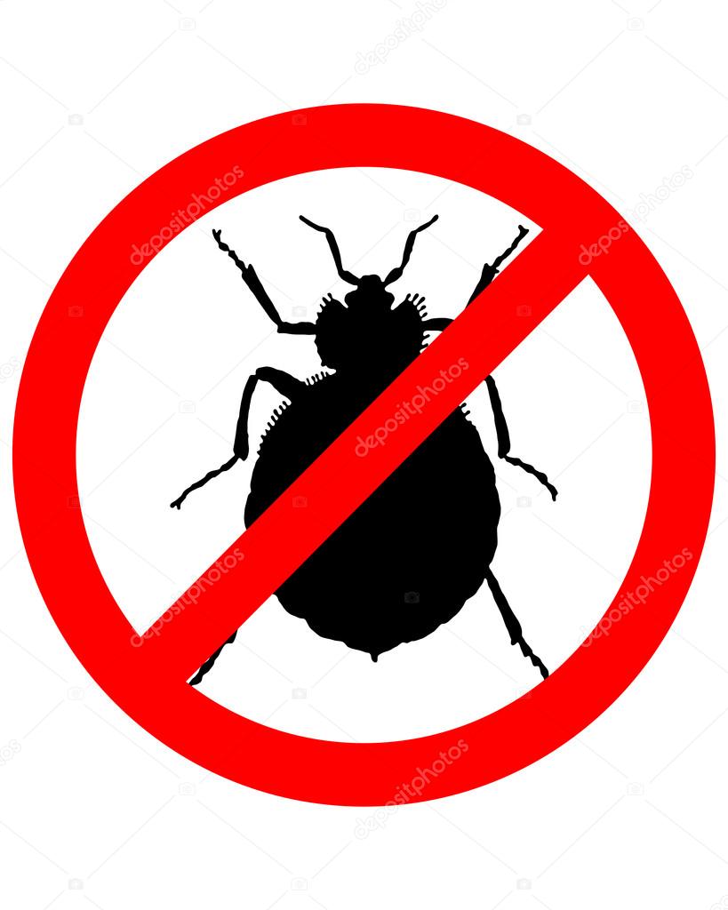 Prohibition sign for bedbugs on white background