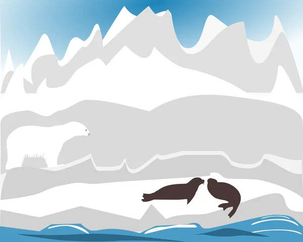 Polar bear hunting for seal — Stock Vector