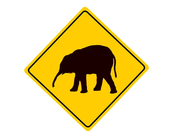 Señal de advertencia de elefante joven — Vector de stock