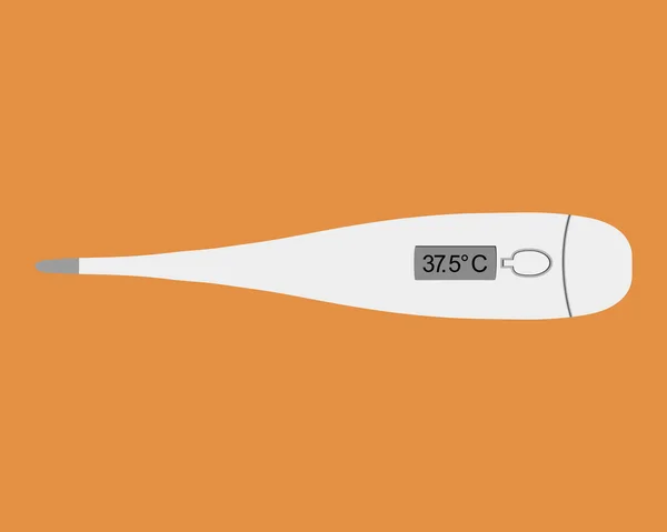 Digital clinical thermometer on orange background — Stock Vector