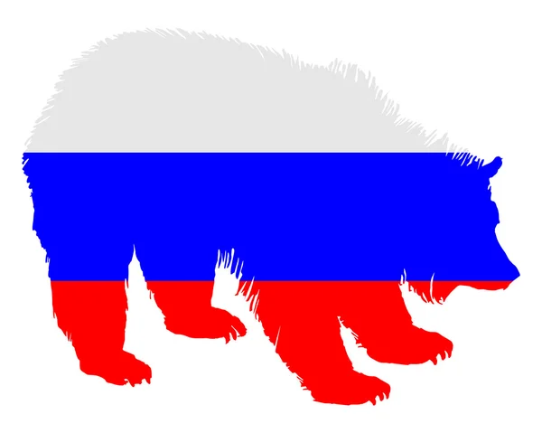 브라운 베어와 러시아의 국기 — 스톡 벡터