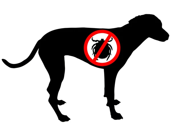 Dog prohibition sign for ticks — Stock Vector