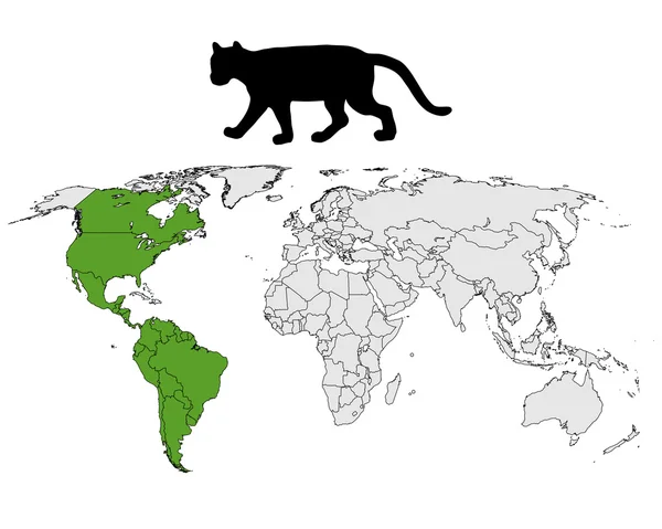 Mappa della gamma Cougar — Vettoriale Stock