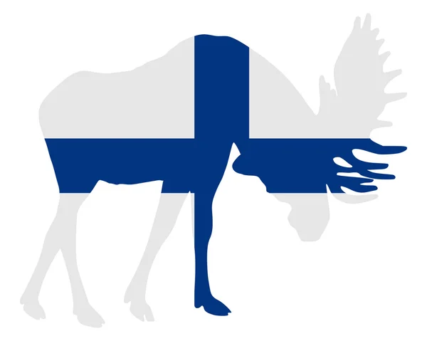 Rutting alce en bandera finlandesa — Vector de stock