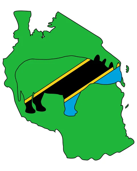 Tanzánia fekete orrszarvú — Stock Vector