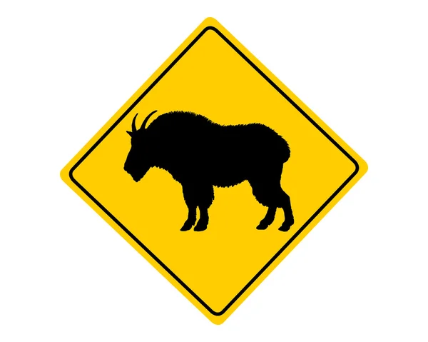 Mountai9n goat warning sign — Stock Vector