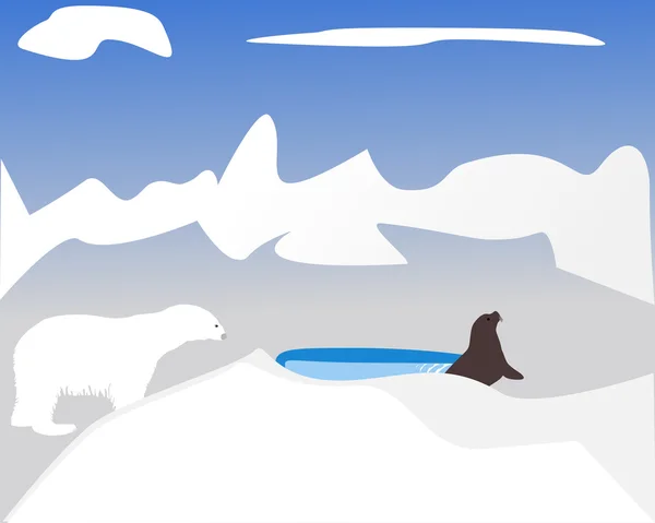 Ours polaire chasse au phoque — Image vectorielle